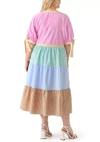 Plus Color Block Stripe Midi Dress