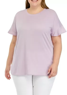Plus Smile Hem Flounce T-Shirt