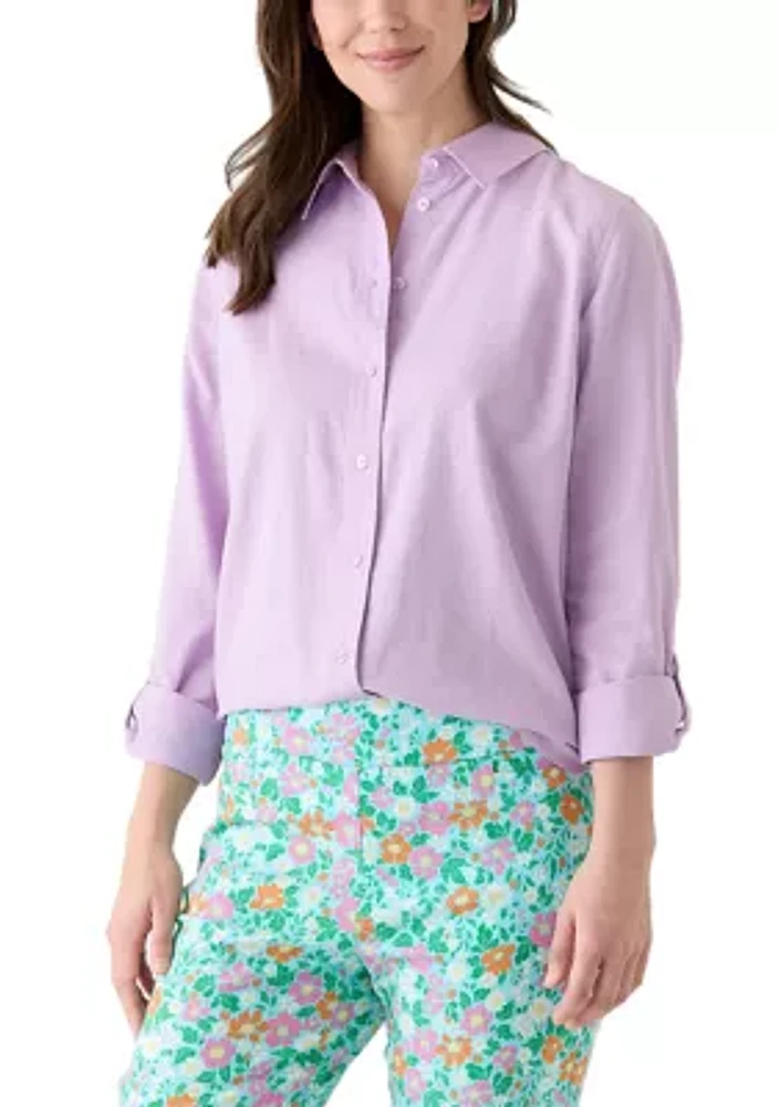 Women's Roll Tab Linen Button Down Shirt