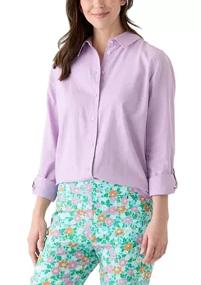 Women's Roll Tab Linen Button Down Shirt