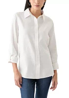 Petite Linen Blend Boyfriend Shirt