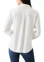 Petite Linen Blend Boyfriend Shirt