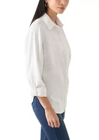 Petite Linen Blend Boyfriend Shirt