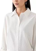Petite Linen Blend Boyfriend Shirt