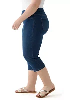 Plus Knit Denim Capri Pants