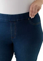 Plus Knit Denim Capri Pants