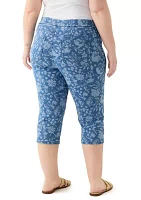 Plus Knit Denim Capri Pants