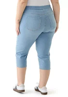 Plus Knit Denim Capri Pants