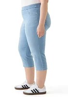 Plus Knit Denim Capri Pants