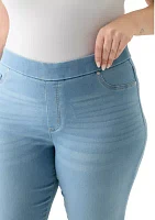 Plus Knit Denim Capri Pants