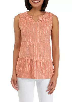 Petite Split Neck Sleeveless Julianna Crepe Tunic Tank