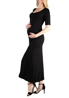 Casual Maternity Maxi Dress With Sleeves