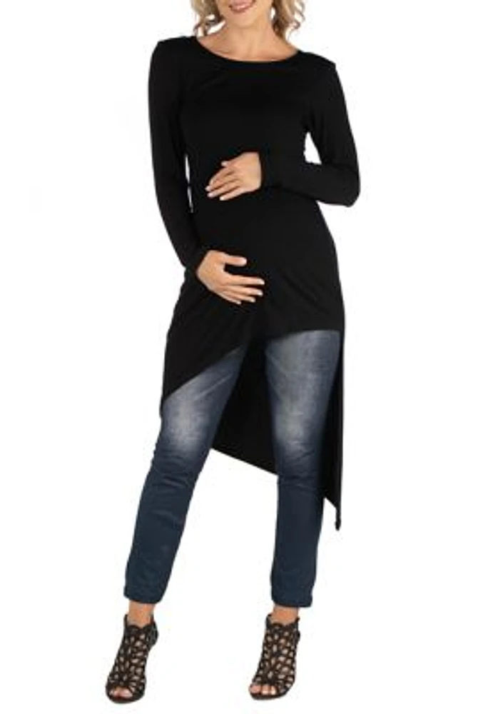 Maternity Full Length Long Sleeve Asymmetric Hem Top