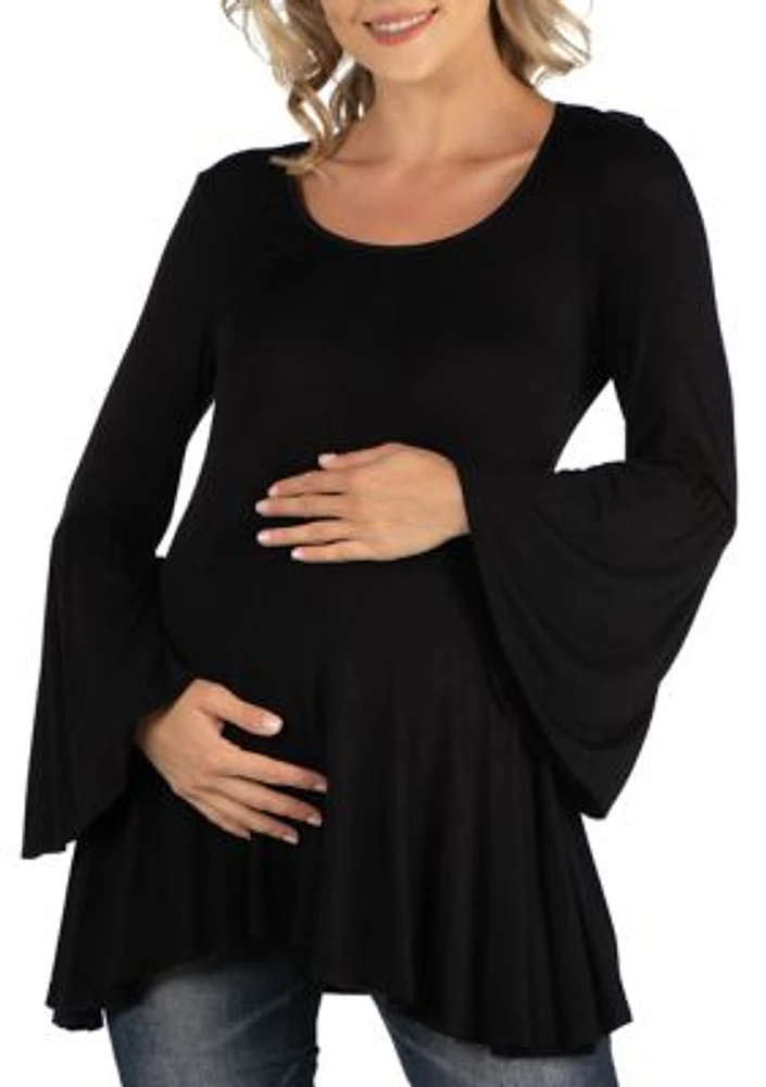 Maternity Scoop Neck Bell Sleeve Swing Tunic Top