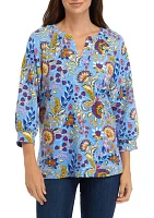 Women's Printed Peasant Top