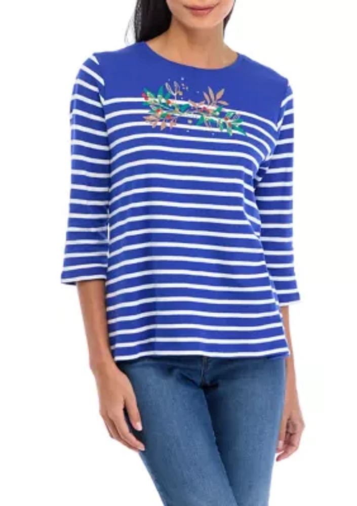 Petite Striped Graphic Top