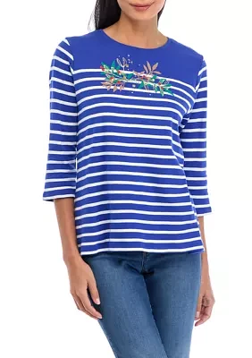 Petite Striped Graphic Top