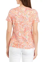 Petite Short Sleeve Printed Top