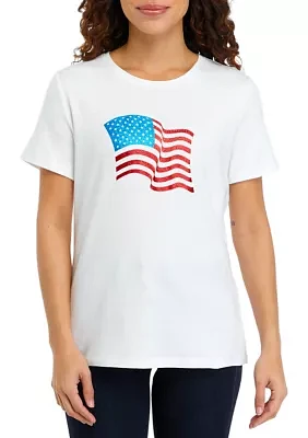 Petite Short Sleeve Crew Neck Graphic T-Shirt