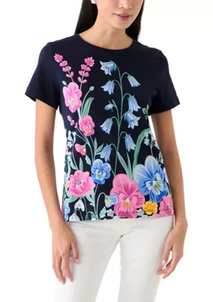Petite Short Sleeve Placement Print T-Shirt