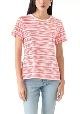 Petite Short Sleeve Striped T-Shirt