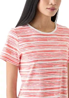 Petite Short Sleeve Striped T-Shirt