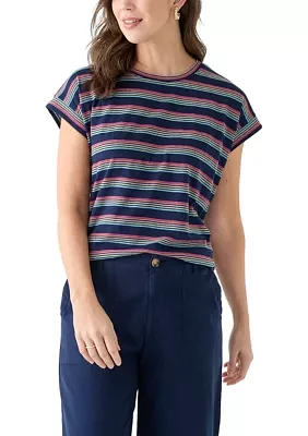 Women's Short Sleeve Texture Stripe T-Shirt