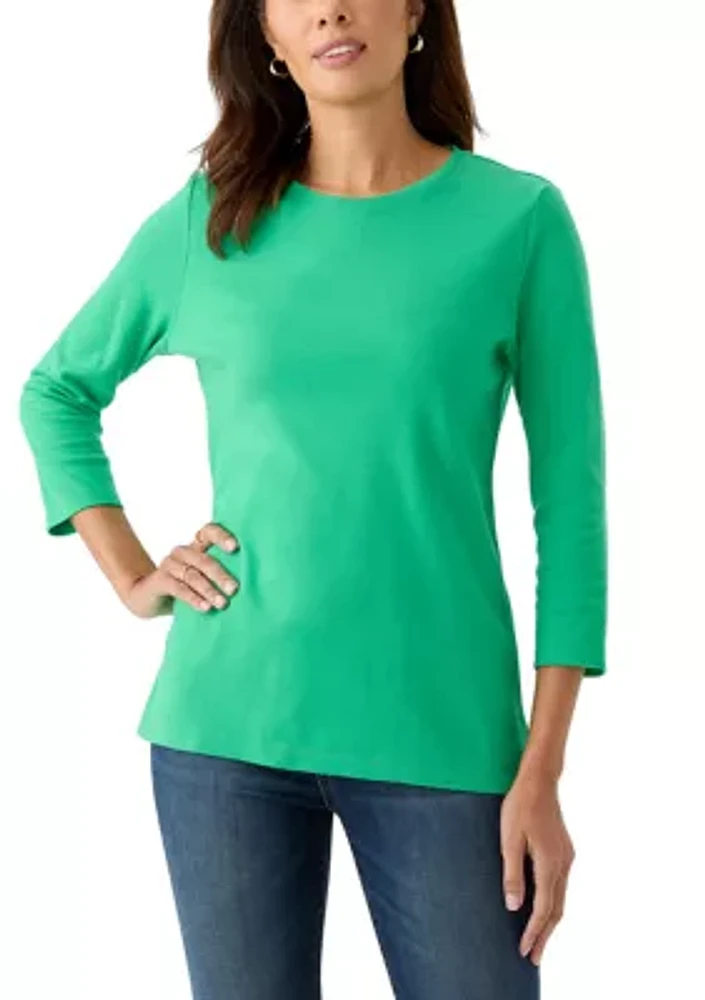 Women's Solid 3/4 Sleeve Top