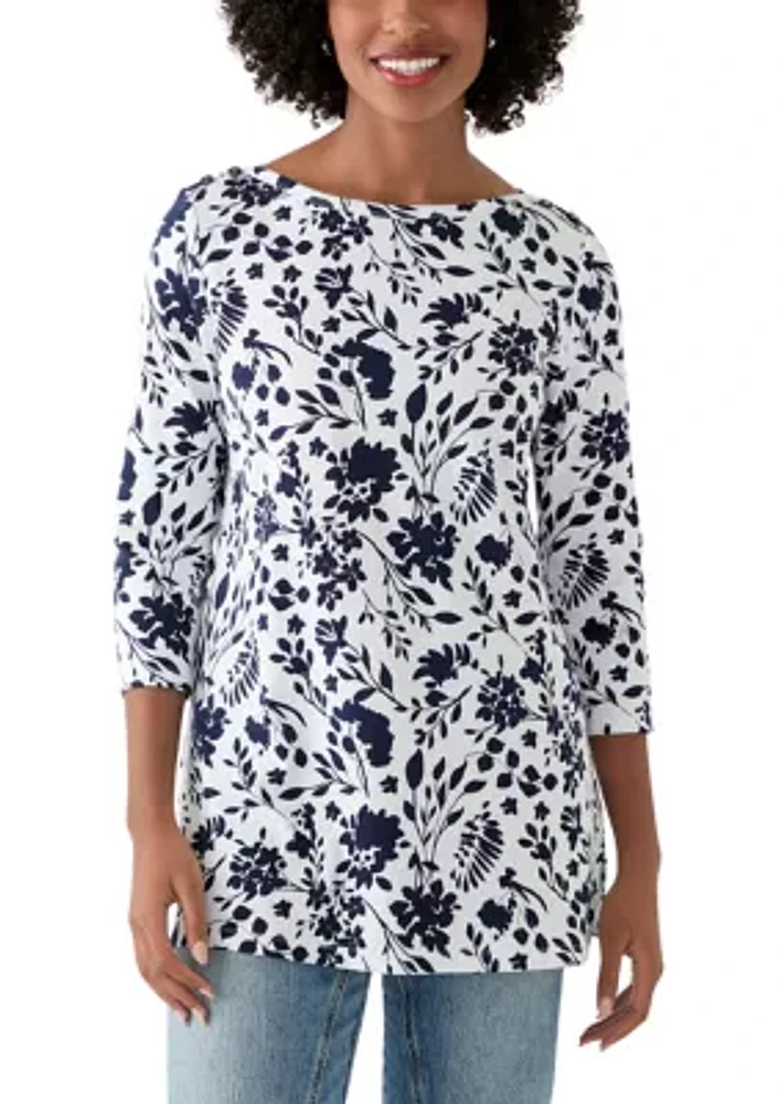 Women's Printed Boat Neck Top