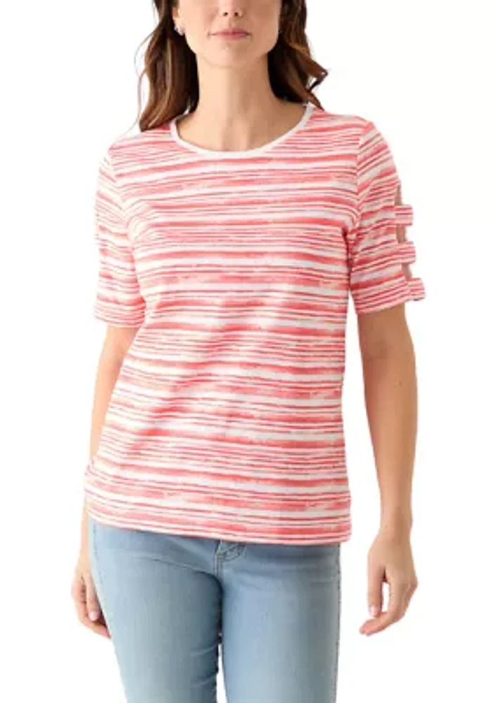 Women's Elbow Ladder Sleeve Printed T-Shirt