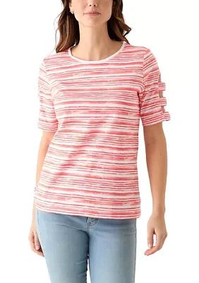Women's Elbow Ladder Sleeve Printed T-Shirt
