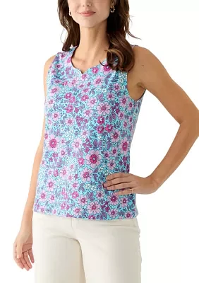 Women's Sleeveless Split Neck Tank Top
