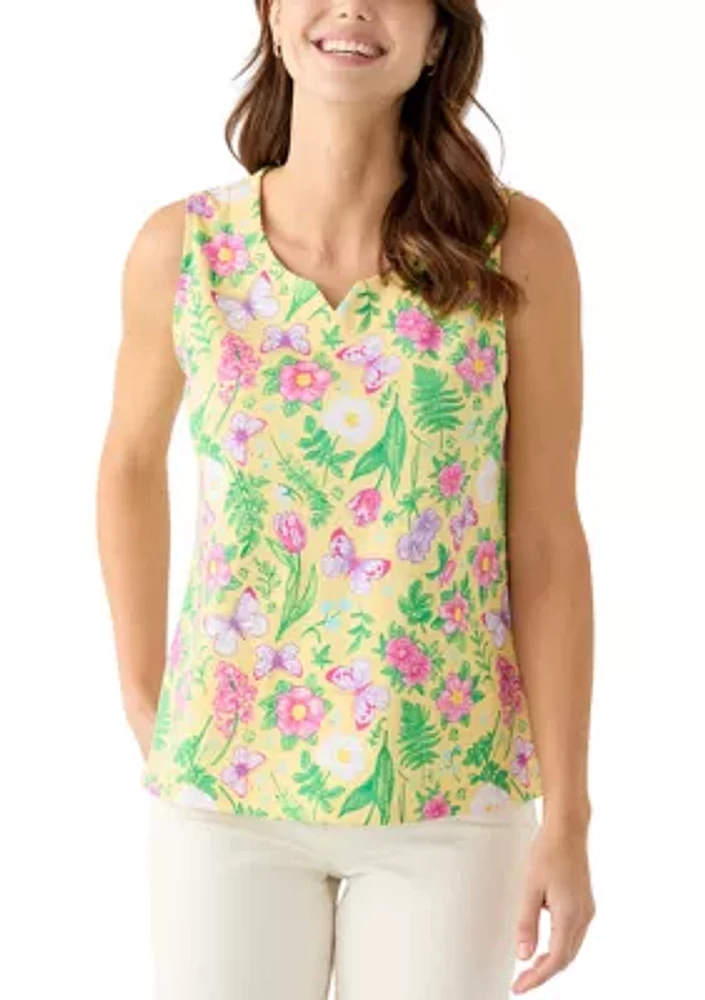 Women's Sleeveless Split Neck Tank Top