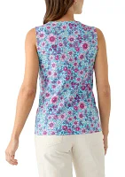 Women's Sleeveless Split Neck Tank Top