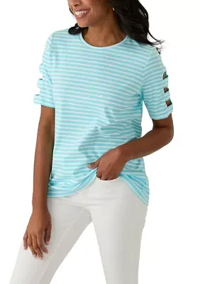 Women's Ladder Sleeve Striped T-Shirt