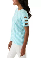 Women's Ladder Sleeve Striped T-Shirt