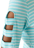 Women's Ladder Sleeve Striped T-Shirt