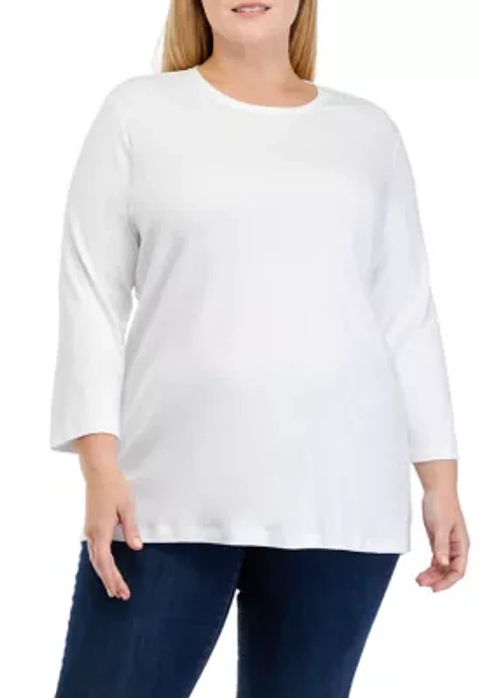 Plus 3/4 Crew Neck T-Shirt