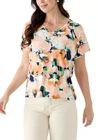 Women's Short Sleeve V-Neck Printed T-Shirt