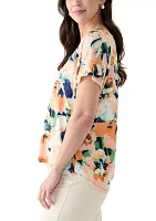 Women's Short Sleeve V-Neck Printed T-Shirt