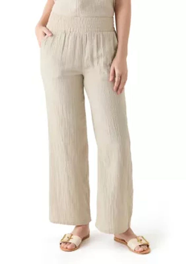 Women's Straight Leg Pants with Smocked Waist