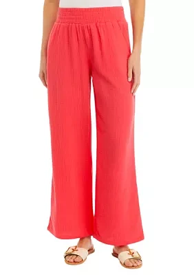 Women's Straight Leg Pants with Smocked Waist