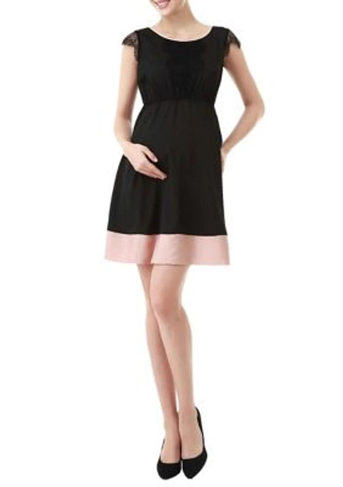 Maternity Nell Lace Trimmed Colorblock Dress