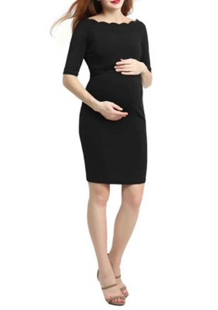 Maternity Kendall Scallop Trim Midi Dress