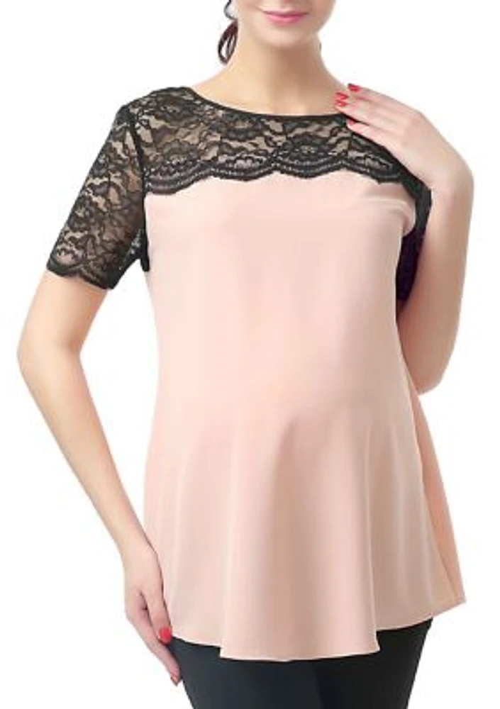 Maternity Paisley Lace Yoke Blouse
