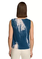 Women's Sleeveless Brushstroke Print Knit Top