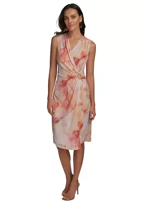 Women's Sleeveless Hardware Floral Dress
