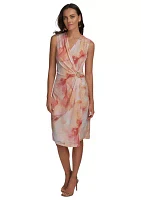 Women's Sleeveless Hardware Floral Dress