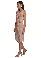 Women's Sleeveless Hardware Floral Dress