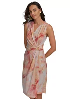 Women's Sleeveless Hardware Floral Dress